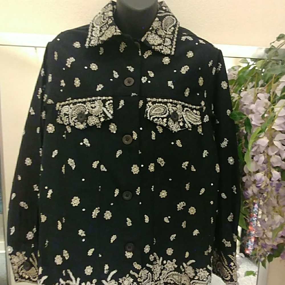 VTG- The Quacker Factory Embroidered Cotton Jacket